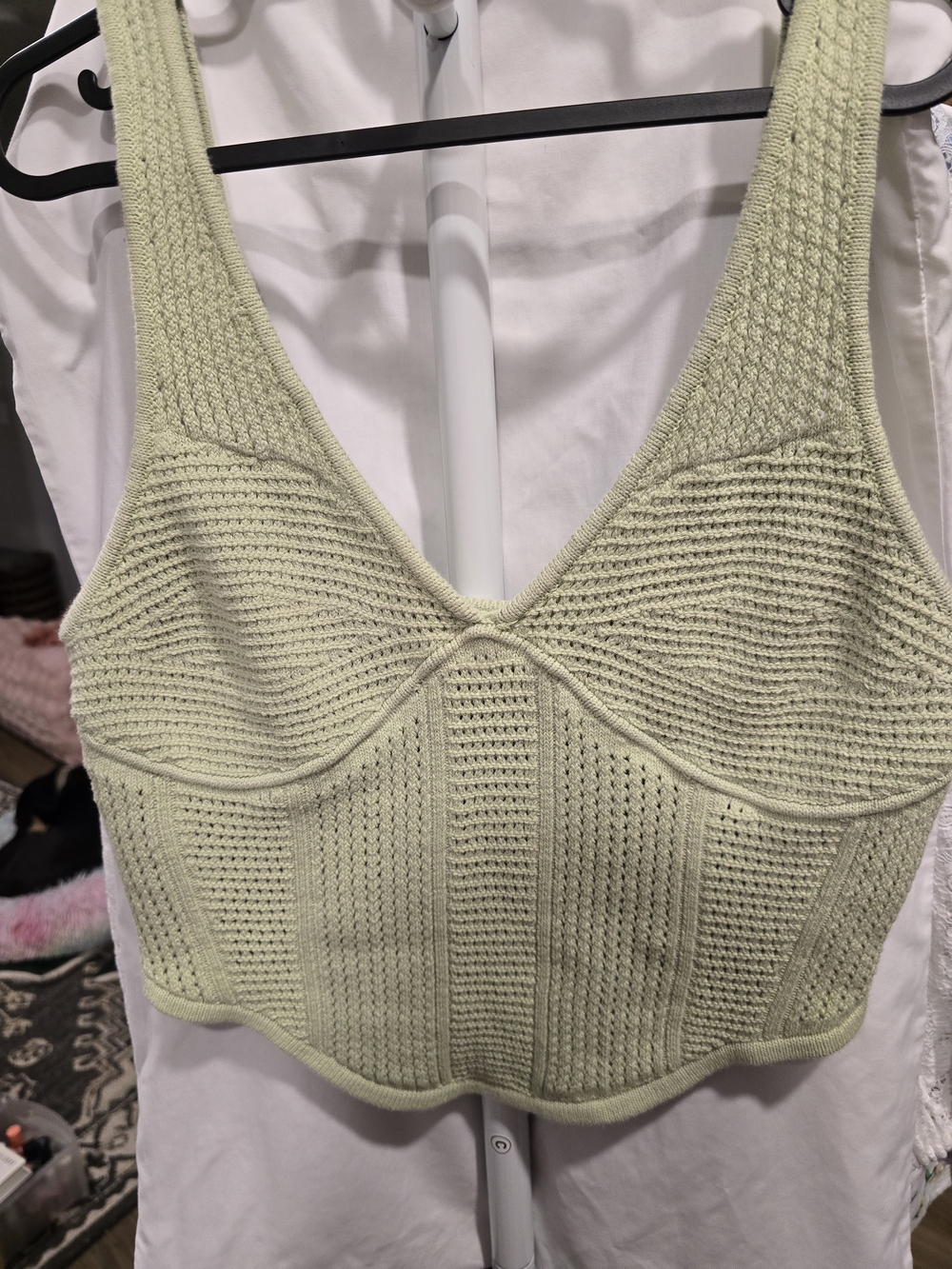 ALO Yoga Textured Knit Cropped Tank in Light Sage